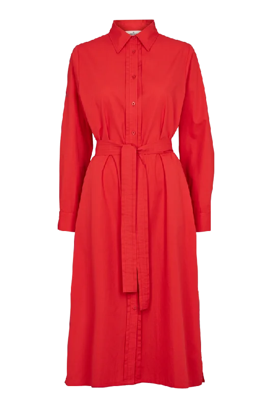 women's pear-shaped body dressesVilde Pleat Dress - High Risk Red