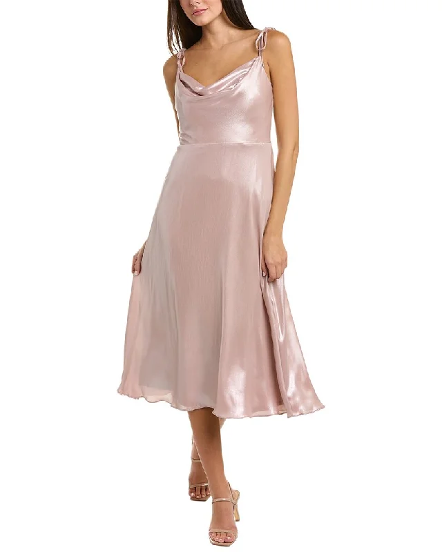 women's hourglass figure dressesAdrianna Papell Satin Midi Dress