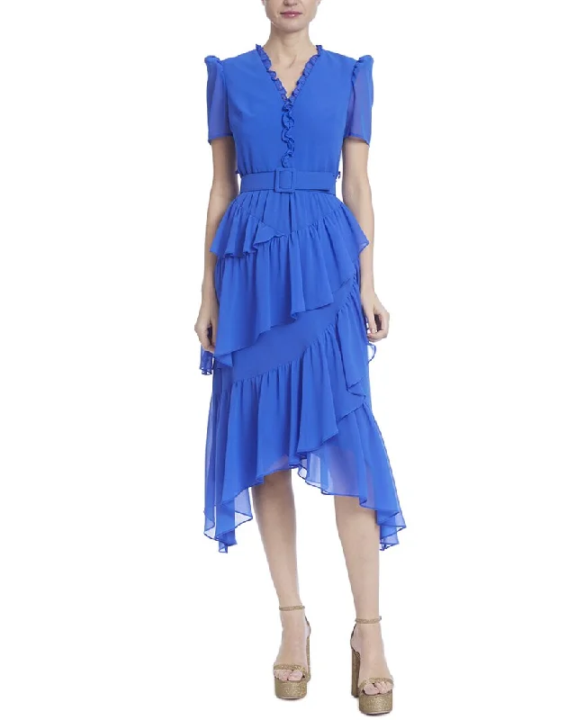 Petite DressBadgley Mischka Ruffle Flounce Midi Dress