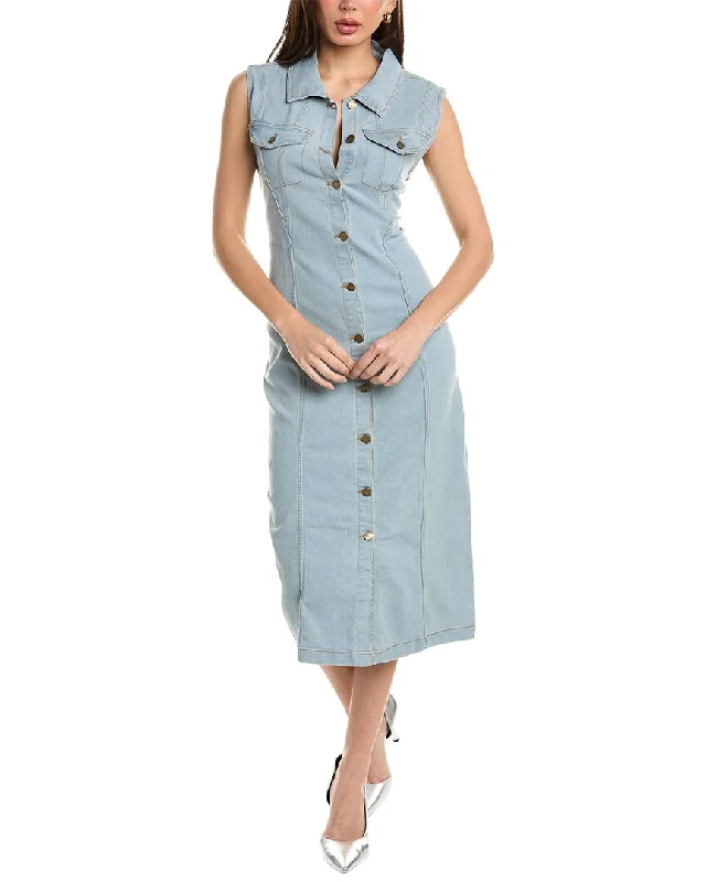 Long-Sleeve DressBebe Denim Midi Dress