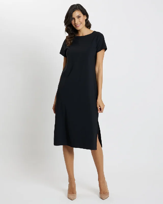 women's short-sleeved dressesElla Midi Dress - Lightweight Jude Cloth