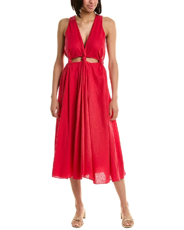 Flowy DressFARM Rio Cutout Linen-Blend Midi Dress