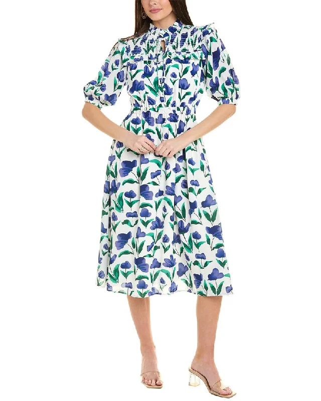 Vintage DressGracia Flower Print Midi Dress