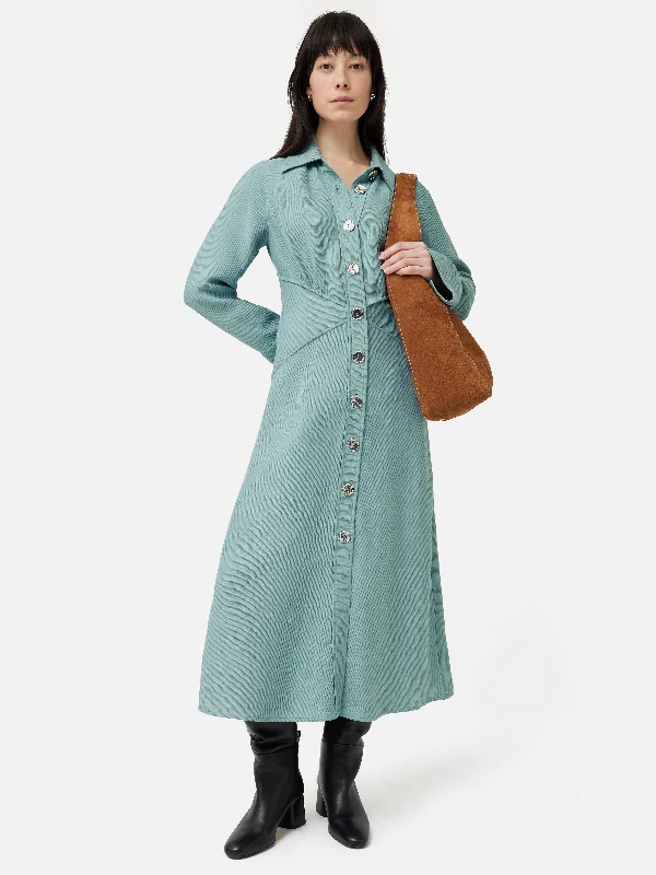 Button-Down DressTextured Midi Shirt Dress | Blue