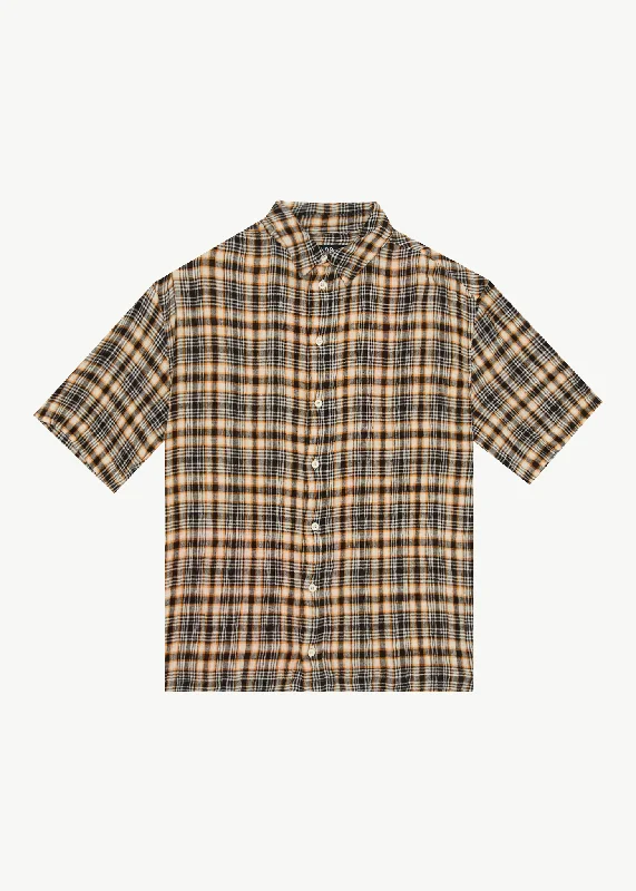 cozy women's tops for fall and winterAFENDS Mens Check Out - Seersucker Short Sleeve Shirt - Moonbeam Check