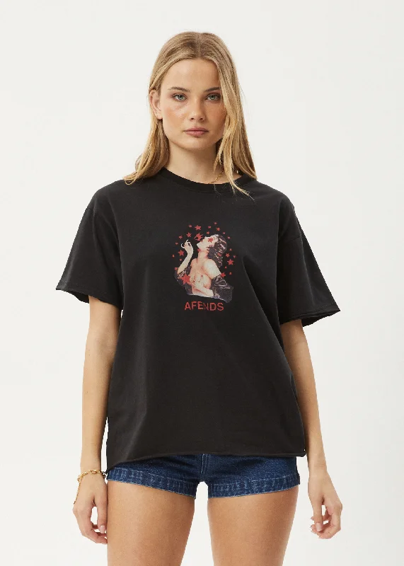 women's tops for summer festivalsAFENDS Womens Dixie - Oversized Tee - Stone Black