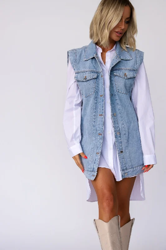 luxury women's topsAll Around Oversized Denim Vest