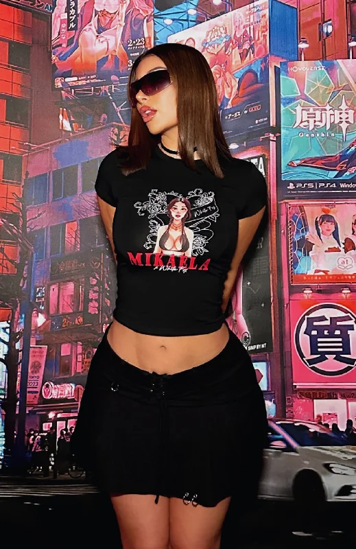 women's tops with built-in brasAnime Mik Baby Tee Black