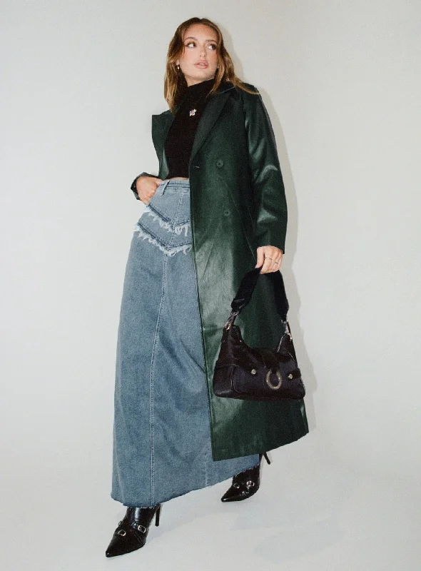 women's coats for casual FridaysBarratt Faux Leather Coat Green