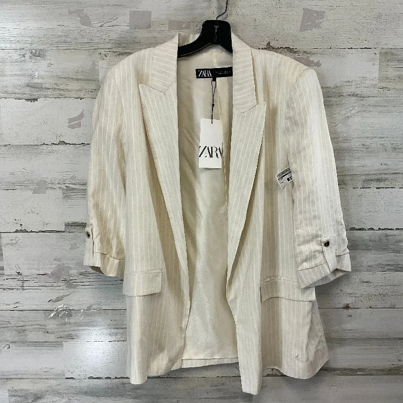 women's coats with belted waistsBlazer By Zara In Cream, Size: L