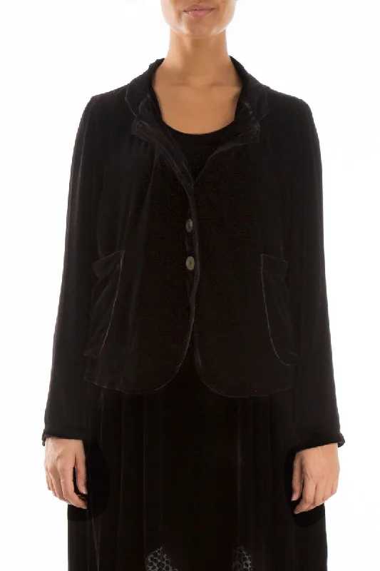 women's coats for statement-making outfitsButtoned Ash Silk Velvet Jacket