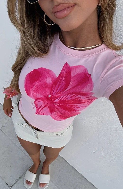 women's tops for those who love to shop for unique findsBuy You Flowers Baby Tee Baby Pink