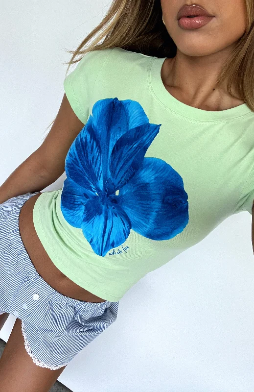 women's tops for glamorous eveningsBuy You Flowers Baby Tee Lime Green