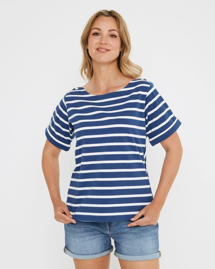 women's tops for those who love to shop for unique findsCamiseta Manga Corta Azul - Marinini