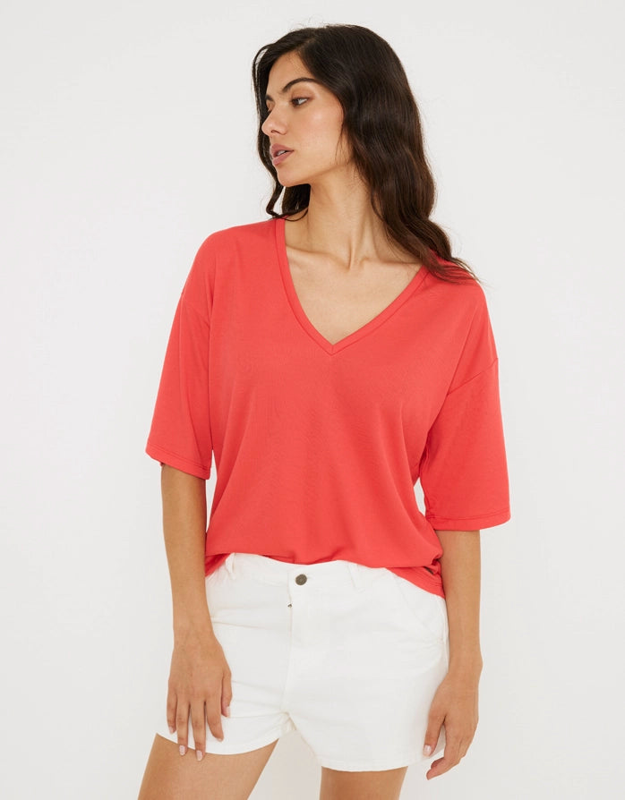 women's tops for mixing and matching with different bottomsCamiseta Manga Corta Coral - Rani