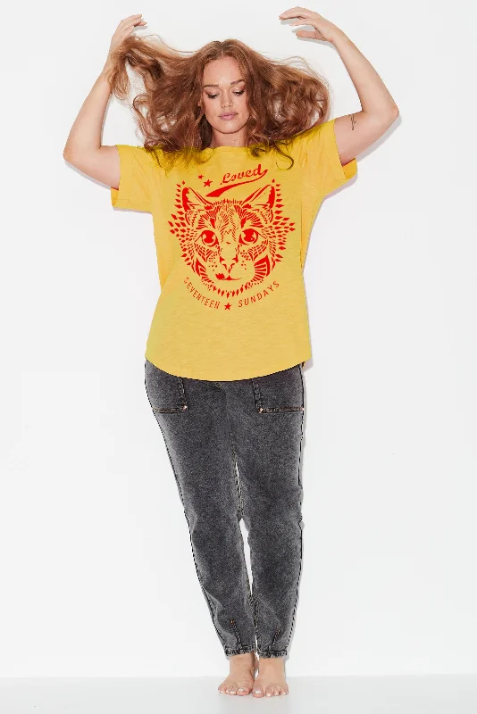 women's tops for those who seek both style and comfortCat Tee - Mustard