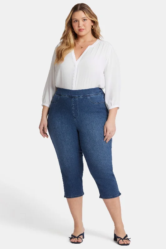 women's denim jeans with frayed edgesDakota Crop Pull-On Jeans In Plus Size - Olympus