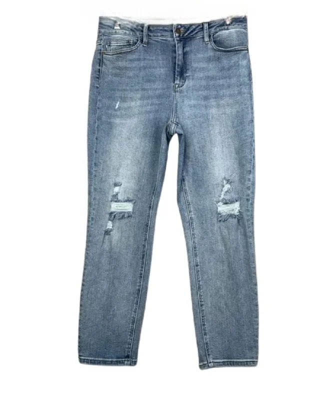 women's denim jeans for a bohemian lookDistressed Skinny Fit Jeans In Dark Denim