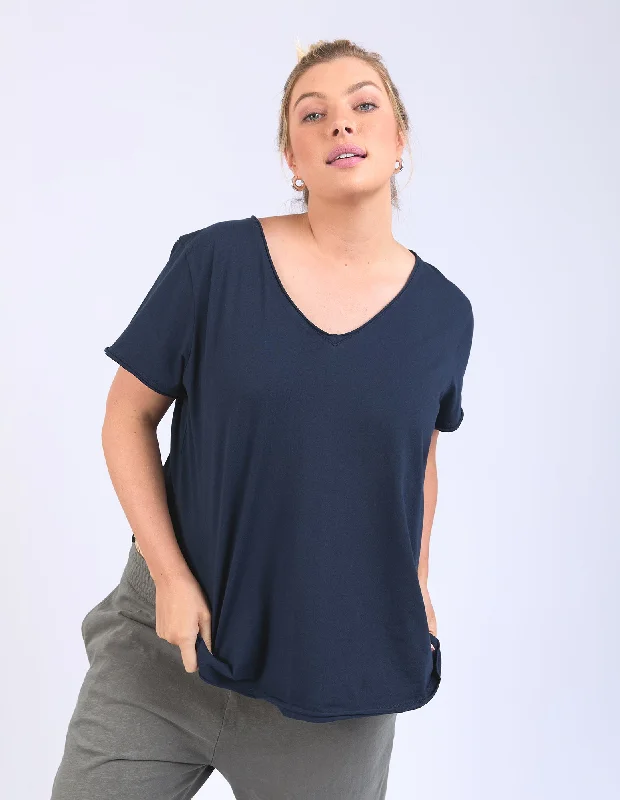 women's tops for those who love to dress up their casual looks with stylish topsElm Pima Vee Tee Navy