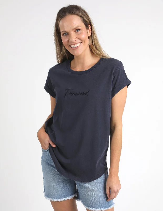 women's tops with asymmetrical designsFoxwood Signature Tee Navy