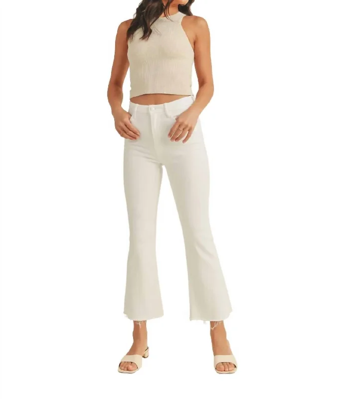 women's ripped denim jeansHigh Rise Tonal Crop Flare Jean In Optic White