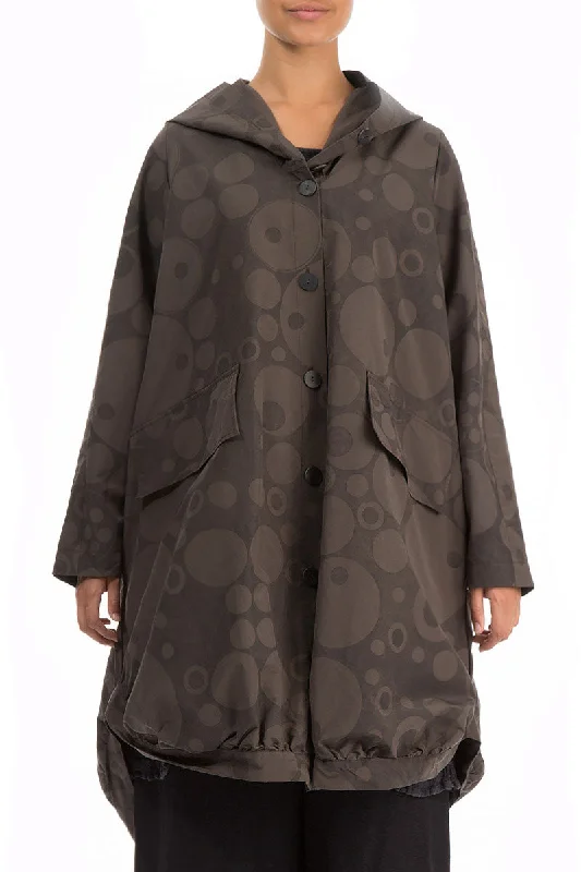 women's coats with fur collarsHooded Bubbles Brown Oversized Trench Jacket