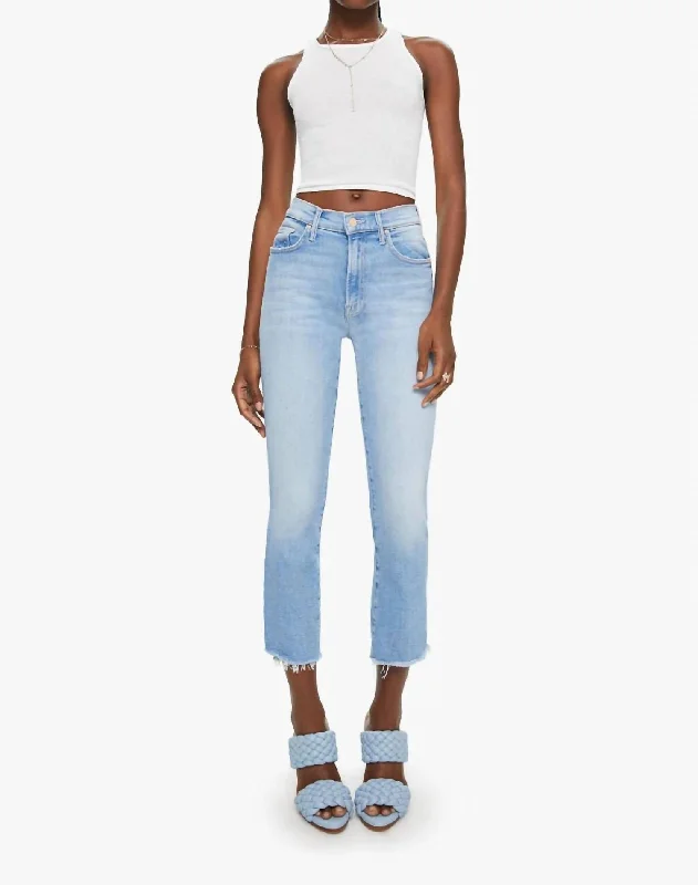 women's denim jeans for everyday wearInsider Crop Step Fray Jeans In Bright Light Blue Wash