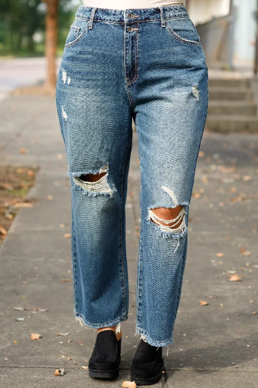 women's relaxed-fit denim jeansLaughter Is The Best Medicine Jeans, Dark Wash