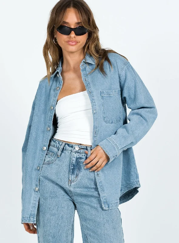 women's coats with adjustable sleevesLou Jacket Light Wash Denim