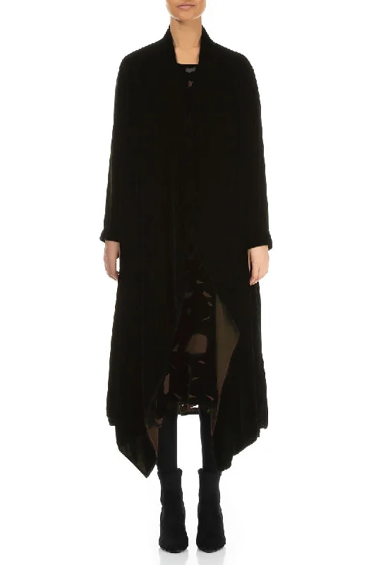 women's coats with liningMaxi Open Ash Silk Velvet Jacket