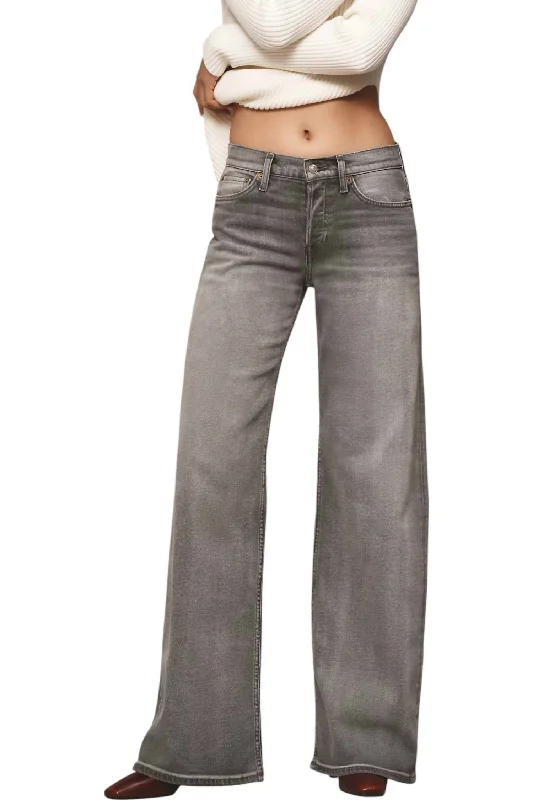 women's denim jeans for a night outMid Rise Wide Leg Jeans In Smoke