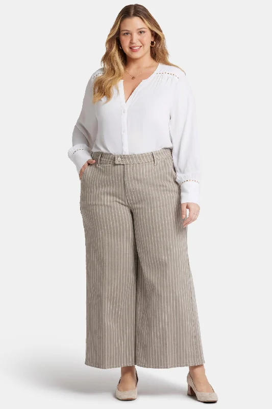 women's denim jeans with embroideryMona Wide Leg Trouser Ankle Jeans In Plus Size - Boardwalk Stripe