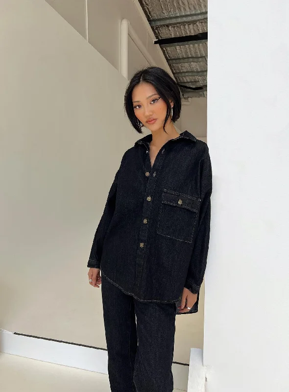 women's coats with belted waistsNyc Boyfriend Shirt Dark Denim