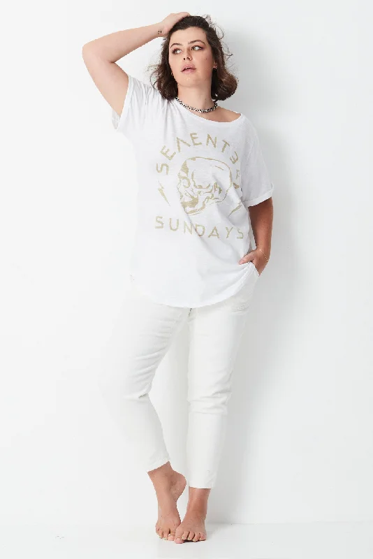 affordable women's topsRider Tee - White/Bone