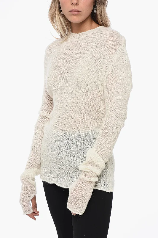 Quick-Dry Wool SweatersRus Extra-Long Sleeved Open-Work Sweater