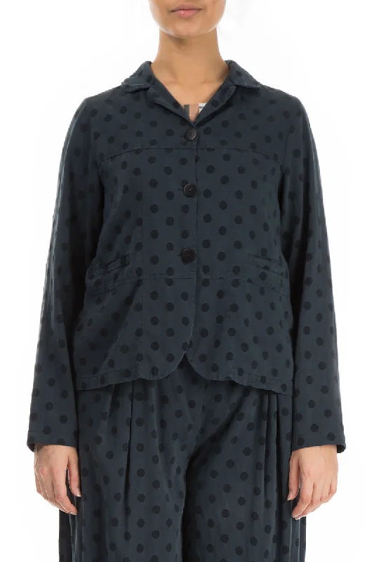 affordable women's coatsShort Dotty Midnight Blue Jacket