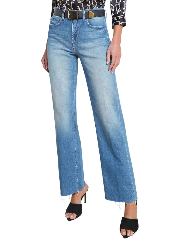 women's denim jeans with buttonsTiana High Rise Wide Leg Jean In Cowan