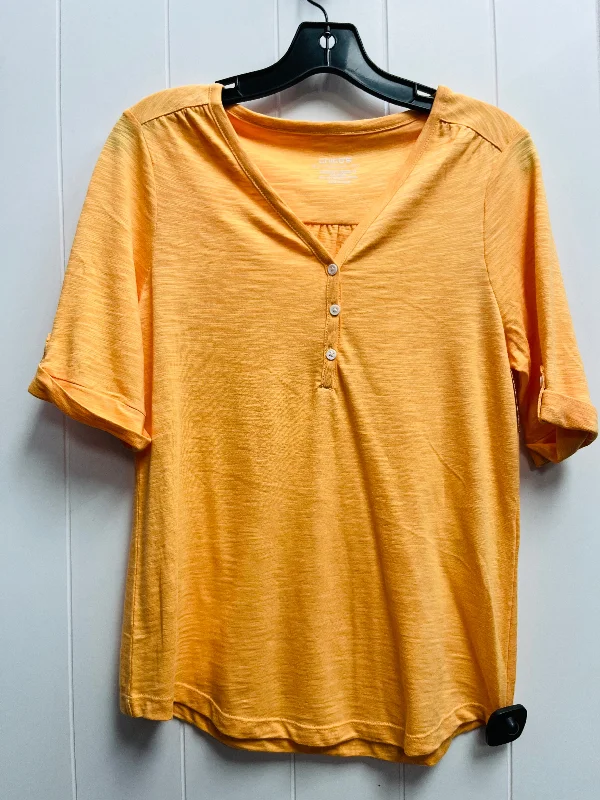 women's tops for those who believe in expressing their individuality through fashionTop Short Sleeve By Chicos In Orange, Size: S