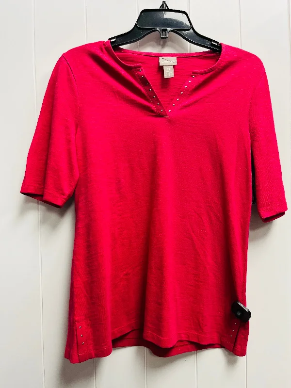 women's tops for those who want to add a touch of elegance and sophistication to their everyday wearTop Short Sleeve By Chicos In Pink, Size: S