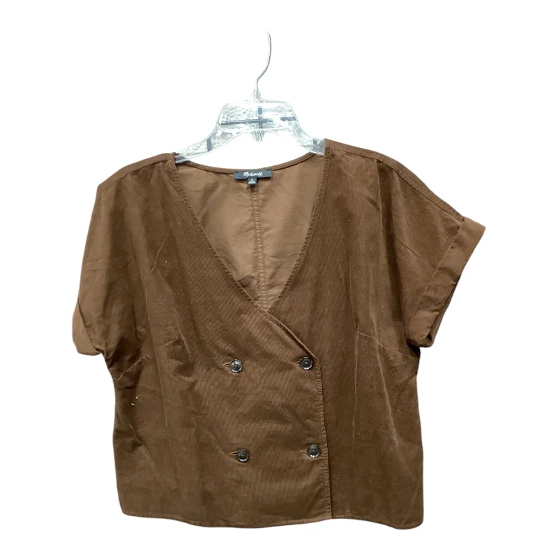 women's tops with asymmetrical designsTop Short Sleeve By Madewell In Brown, Size: M