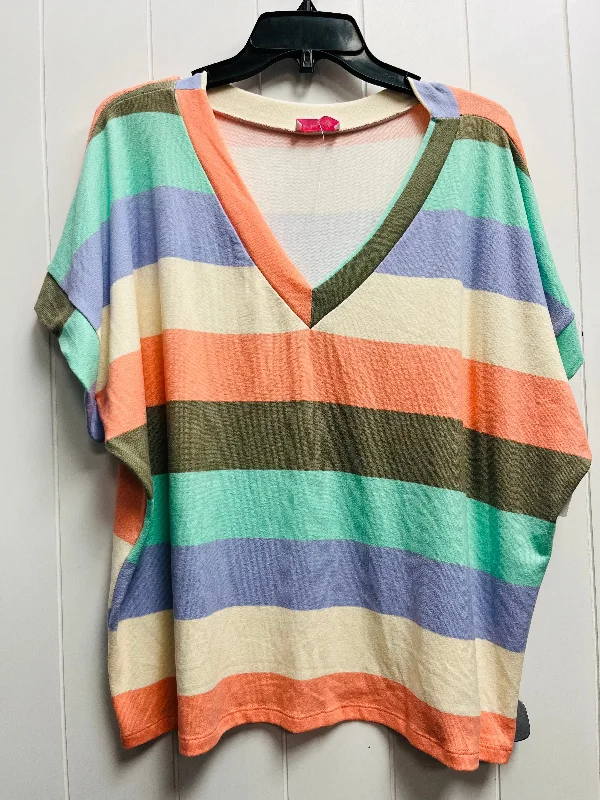 women's tops for those who want to add a pop of color to their outfitsTop Short Sleeve By Pink Lily In Green & Orange, Size: S