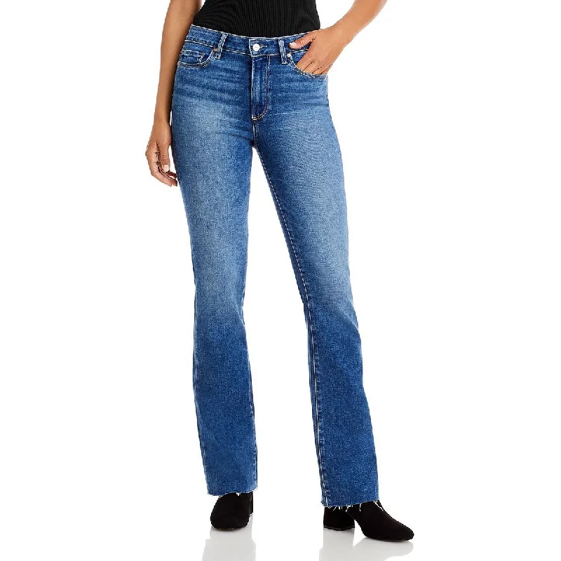 women's denim jeans with distressed thighsWomens Denim Released-Hem Bootcut Jeans